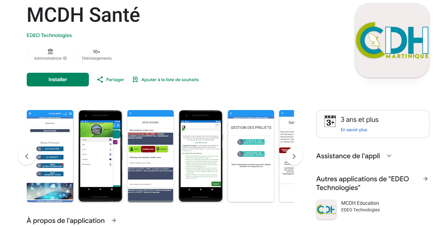 Capture d’écran MCDH Santé – module de prévention