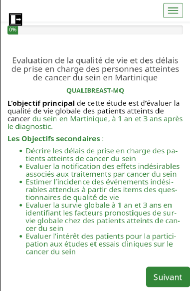 Capture d’écran de l'enquête QUALIBREAST